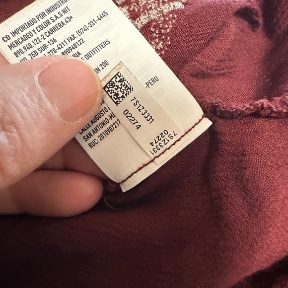 AMERICAN EAGLE Burgundy Peasant Blouse M Boho Top Cottagecore Festival Casual - Picture 10 of 11